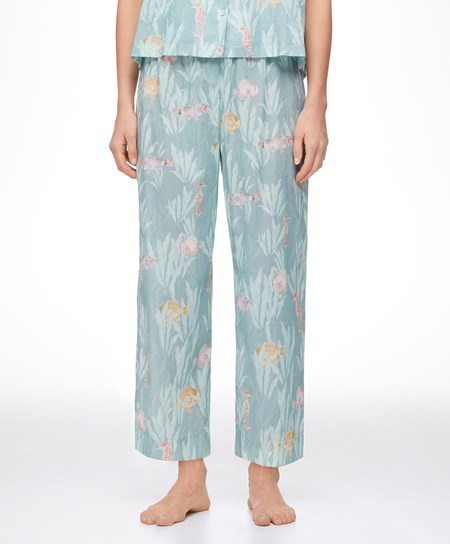 Oysho 100% Bavlnene Fish Trousers Tyrkysové | XEW461035