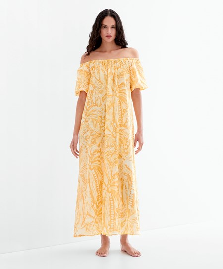Oysho 100% Bavlnene Off Shoulder Saty Žlté | ZYU709815