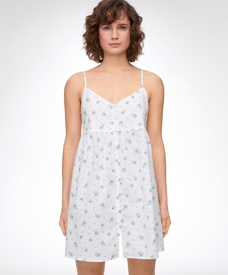 Oysho 100% Bavlnene Plumeti Printed Kratke Nightdress Modre | SLZ391754