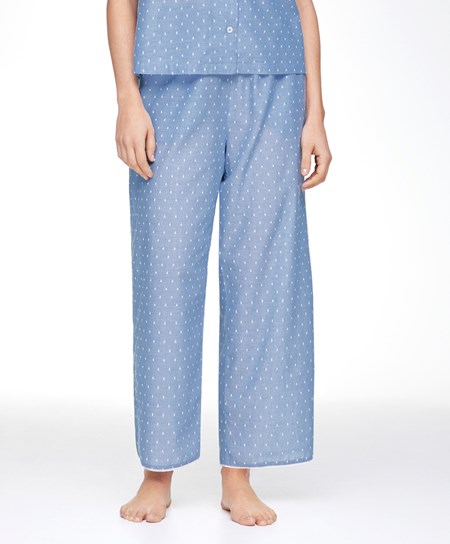 Oysho 100% Bavlnene Plumeti Trousers Modre | MRD750824