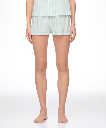 Oysho 100% Bavlnene Stripe Shorts Zelene | XNT096374