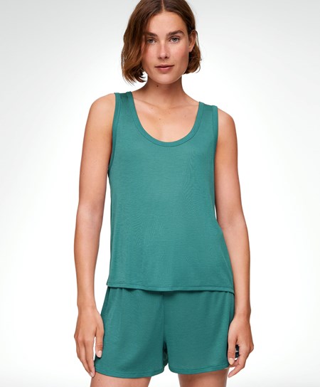 Oysho 100% Lyocell Vest Top Tmavo Zelene | SGT703819