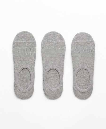 Oysho 3 Pairs Of Bavlnene Športové Footsies Siva | KQO634982