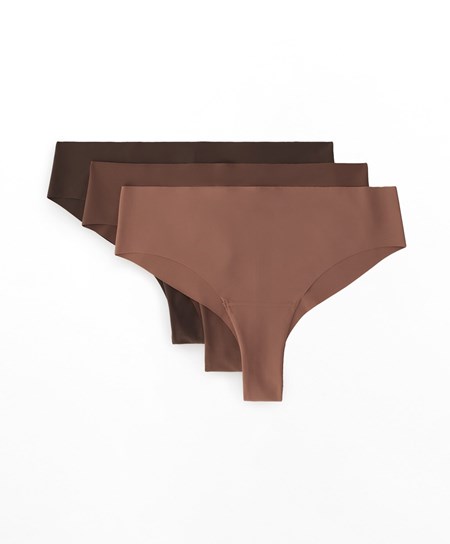 Oysho 3 Pantone™ Invisible Cheeky Brazilian Briefs Hnede | SFM643915