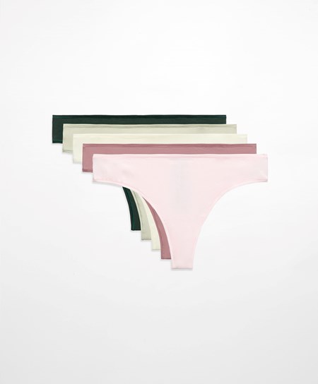 Oysho 5 Bavlnene Cheeky Brazilian Briefs Soft Mauve | JNS746812