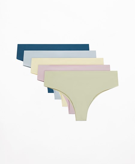 Oysho 5 Laser-cut Polyamide Cheeky Brazilian Briefs Zelene | TNW780132