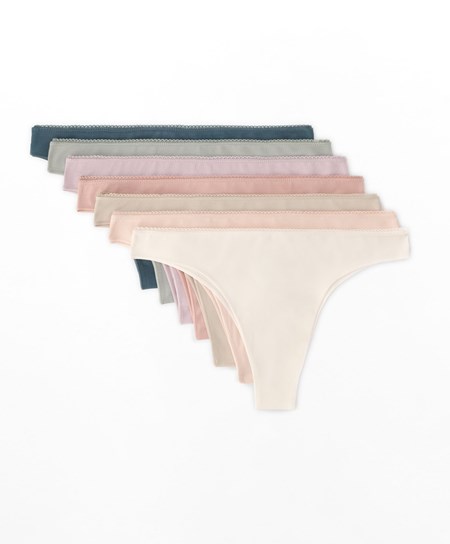 Oysho 7 Bavlnene Brazilian Briefs Mauve Melange | AVW759843