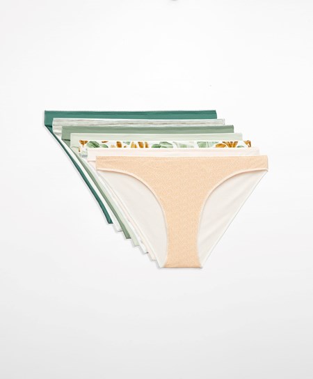 Oysho 7 Polyamide Klasické Briefs Zelene | GSM769450