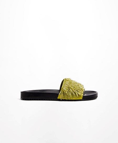 Oysho Appliqué Slides Zelene | IBT132789