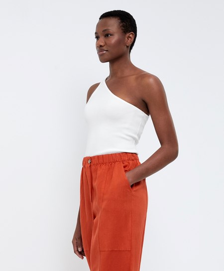 Oysho Asymmetric Knit Top Biele | PDO431095