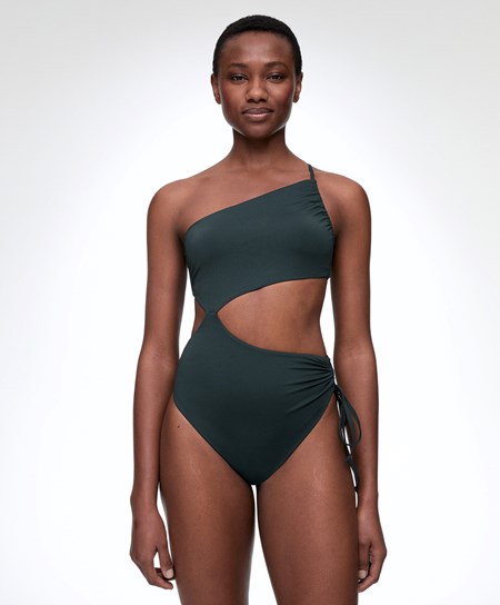 Oysho Asymmetric Trikini Tmavo Zelene | QGY846530