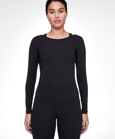 Oysho Back Detail Long-sleeved T-shirt Čierne | ISX508917