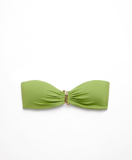 Oysho Bandeau Bikiny Top Zelene | UNW415297
