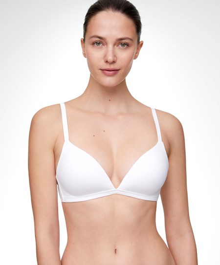 Oysho Bavlnene Push-up Triangle Bra Biele | QHA506478