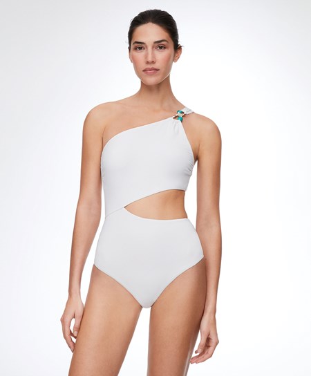 Oysho Bead Detail Asymmetric Trikini Biele | RMP102468
