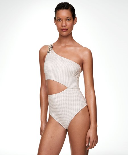Oysho Brooch Asymmetric Trikini Biele | JCS685409