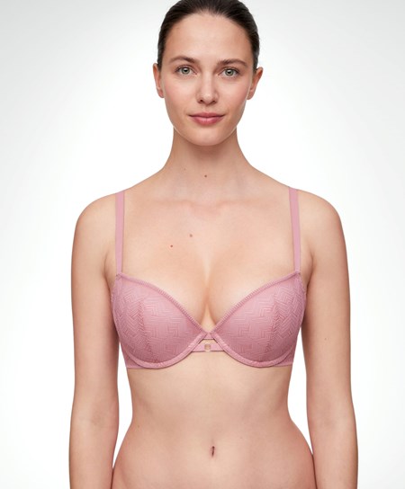 Oysho Cipkovane Klasické Push-up Bra Tmavo | WML251670
