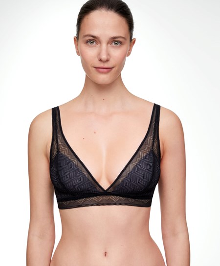 Oysho Cipkovane Triangle Bra Čierne | JDG543809