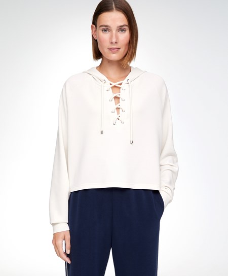 Oysho Cipkovane-up Modal Sweatshirt Cream-white | BSR167342