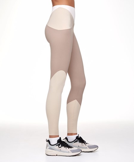 Oysho Colour Block 65cm Compressive Leggings Mocha | CJZ581362