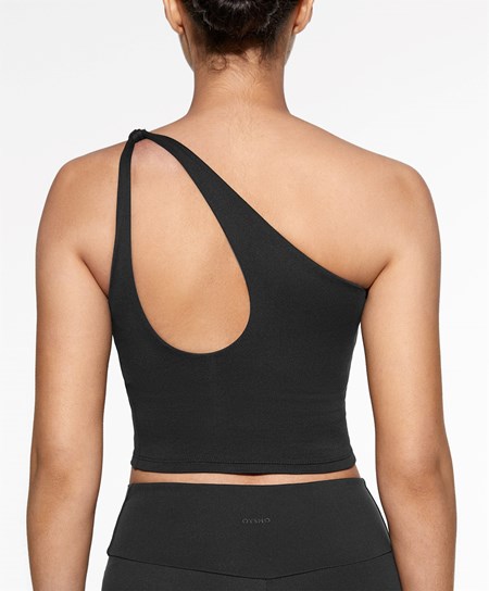 Oysho Comfortlux Asymmetric Top With Cups Čierne | GQB680192