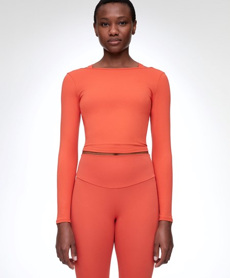 Oysho Comfortlux Back Long-sleeved T-shirt Oranžové | DMH084163