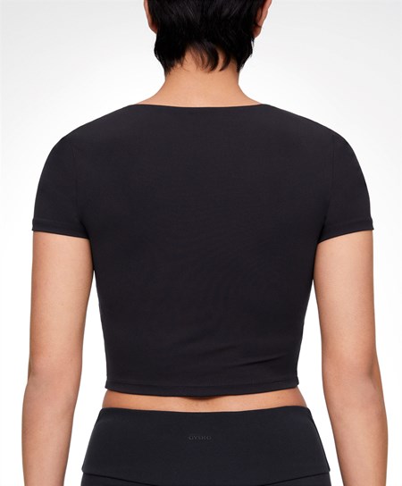 Oysho Comfortlux Kratke-sleeved T-shirt With Cups Čierne | STB165278
