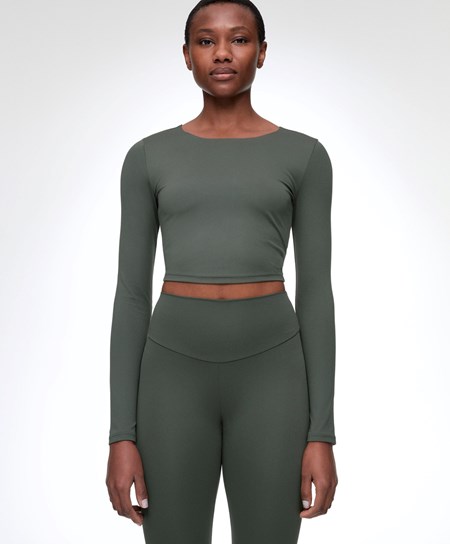 Oysho Comfortlux Long-sleeved T-shirt Tmavo Zelene | MGH530619