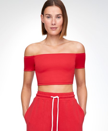 Oysho Comfortlux Off-the-shoulder Top With Cups Červené | GHU187465