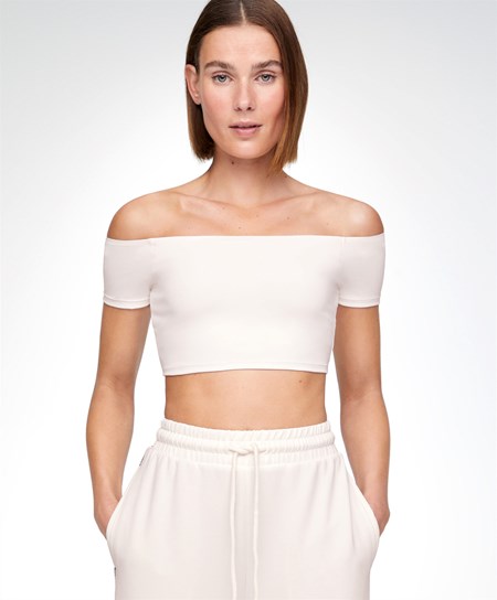Oysho Comfortlux Off-the-shoulder Top With Cups Cream-white | JPF571942