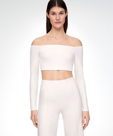 Oysho Comfortlux Off-the-shoulder Top With Cups Cream-white | KAB526473