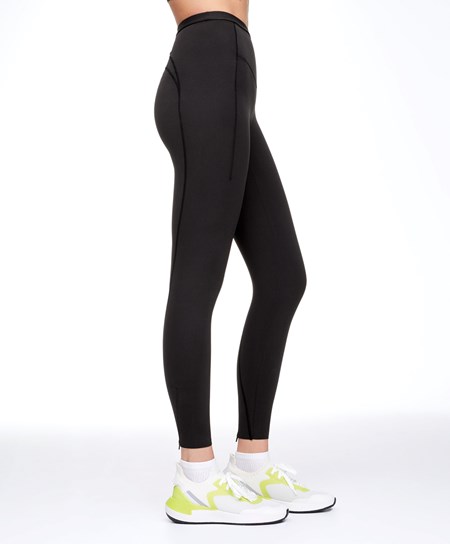 Oysho Compressive 65cm Bežecké Leggings With Zips Čierne | AET038156