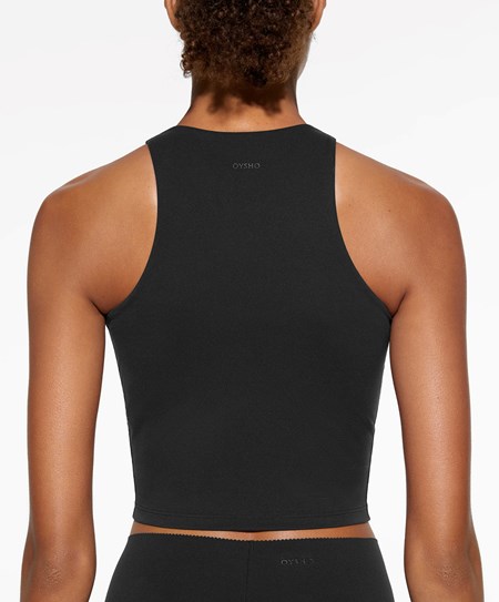 Oysho Compressive Tank Top Čierne | SEX614520