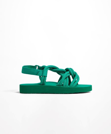 Oysho Cord Beachwear Platforms Zelene | MUF236598