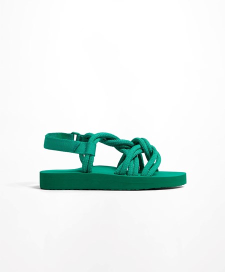 Oysho Cord Beachwear Platforms Zelene | ZWB519423