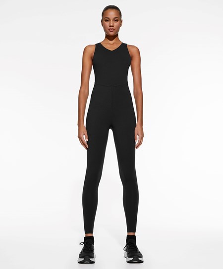 Oysho Core Control Compressive Jumpsuit Čierne | JES368275