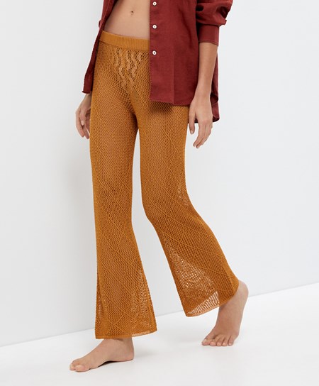 Oysho Crochet Cropped Trousers Honey | BTC806714