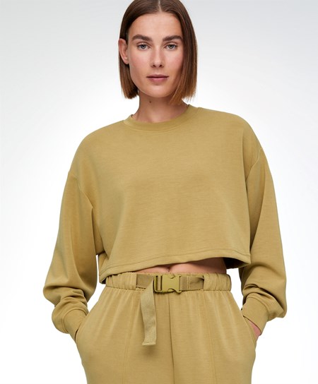 Oysho Crop Modal Sweatshirt Olivovo Zelená | MQA160782