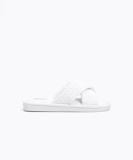 Oysho Crossover Waffle Sandals Biele | EPB659381