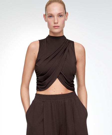 Oysho Draped Crop Top Hnede | RDQ961358