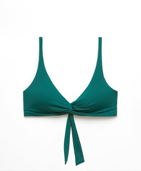 Oysho Draped Halter Bikiny Top Zelene | HNF823096