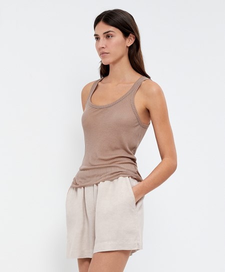Oysho Extra Fine Vest Top Hnede | MCK590431