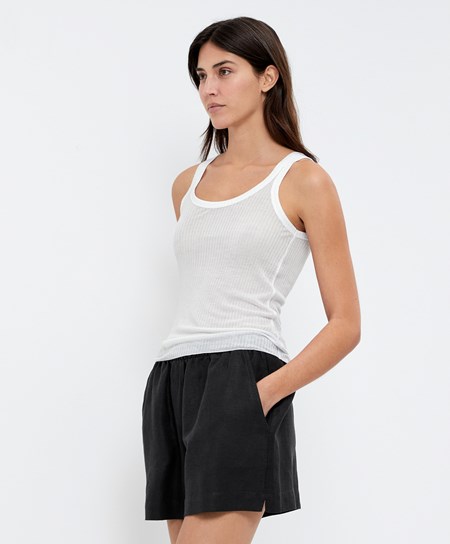 Oysho Extra Fine Vest Top Pale Ecru | MFI813476