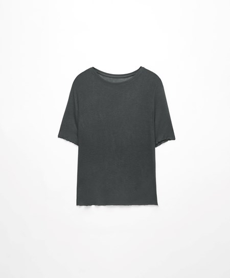 Oysho Extra-fine Kratke-sleeved T-shirt Tmavo | BXD167538