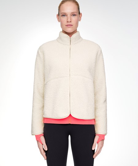 Oysho Faux-shearling Kratke Jacket Ecru | ESU149285