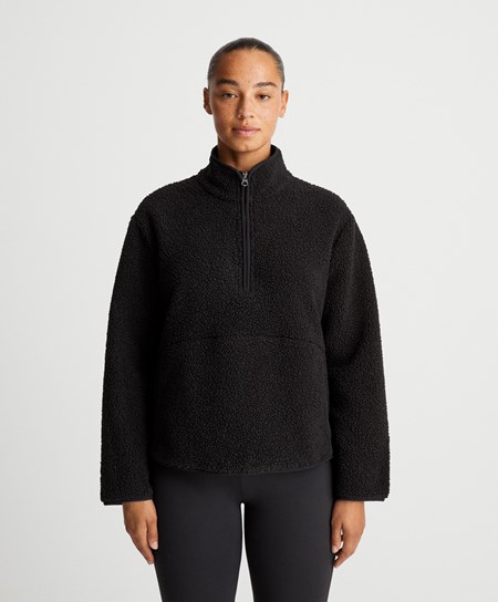 Oysho Faux-shearling Sweatshirt Čierne | JHT078649