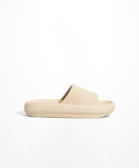Oysho Flatform Sandals Krém | RXU291736