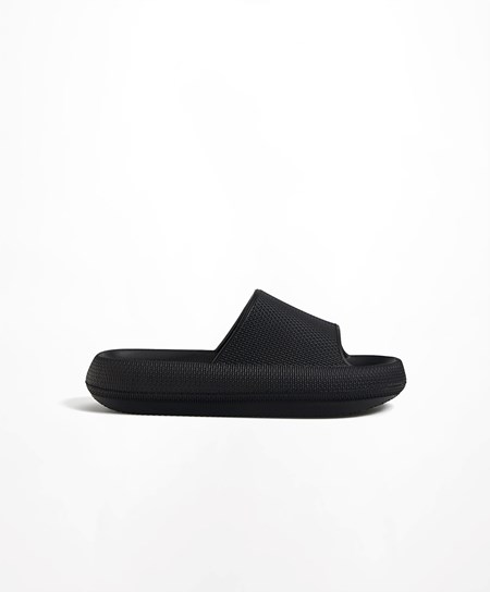 Oysho Flatform Sandals Čierne | PHK047291