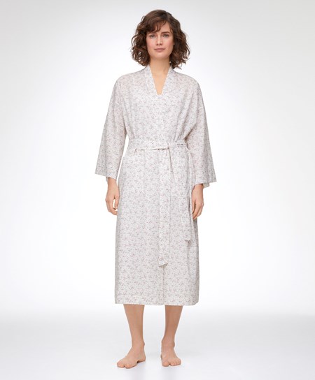 Oysho Floral Print 100% Bavlnene Dressing Gown Mid-rosette | QNJ270185