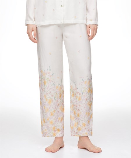 Oysho Floral Print Trousers Pale Mauve | KUC801274